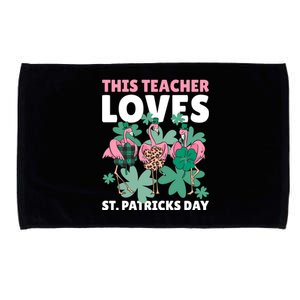 With A Flamingo This Teacher Loves St Patrick's Day Gift Microfiber Hand Towel