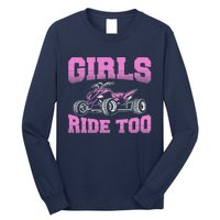 Wo ATV Funny Four Wheeler Quad Bike Girls Ride Too Quad Biker Long Sleeve Shirt