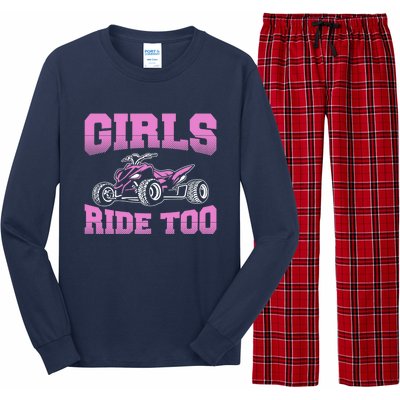 Wo ATV Funny Four Wheeler Quad Bike Girls Ride Too Quad Biker Long Sleeve Pajama Set