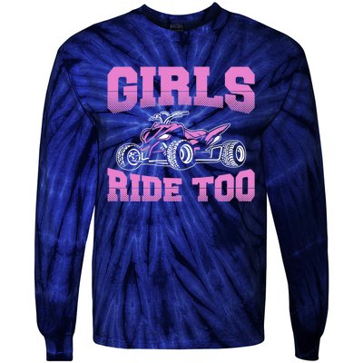 Wo ATV Funny Four Wheeler Quad Bike Girls Ride Too Quad Biker Tie-Dye Long Sleeve Shirt