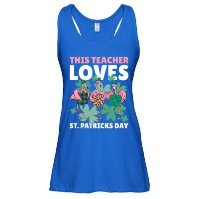 With A Flamingo This Teacher Loves St Patrick's Day Gift Ladies Essential Flowy Tank