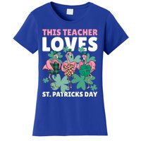 With A Flamingo This Teacher Loves St Patrick's Day Gift Women's T-Shirt