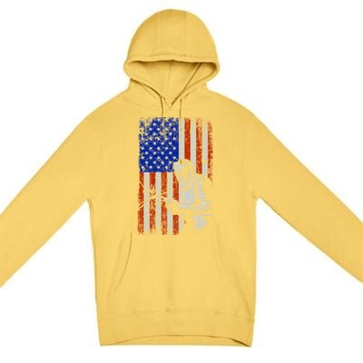 Welding American Flag Welder Fathers Day 4th Of July Dad Gift Premium Pullover Hoodie