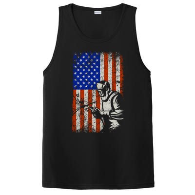 Welding American Flag Welder Fathers Day 4th Of July Dad Gift PosiCharge Competitor Tank