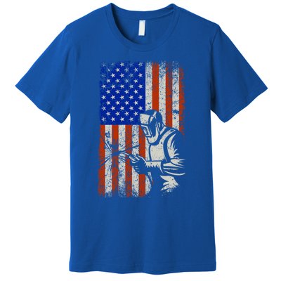 Welding American Flag Welder Fathers Day 4th Of July Dad Gift Premium T-Shirt