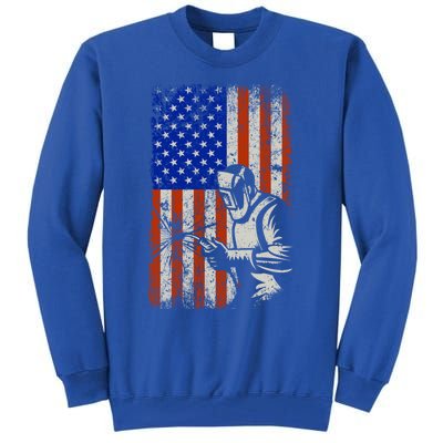 Welding American Flag Welder Fathers Day 4th Of July Dad Gift Tall Sweatshirt