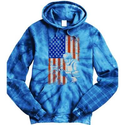 Welding American Flag Welder Fathers Day 4th Of July Dad Gift Tie Dye Hoodie