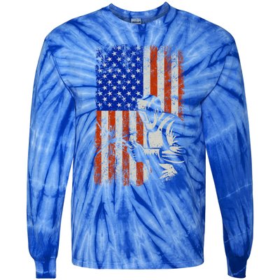 Welding American Flag Welder Fathers Day 4th Of July Dad Gift Tie-Dye Long Sleeve Shirt