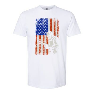 Welding American Flag Welder Fathers Day 4th Of July Dad Gift Softstyle CVC T-Shirt