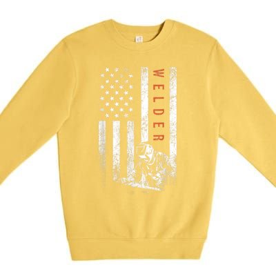 Welder American Flag Design Welding Premium Crewneck Sweatshirt