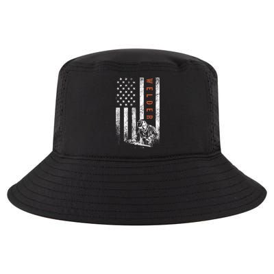 Welder American Flag Design Welding Cool Comfort Performance Bucket Hat