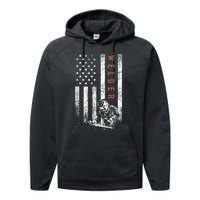 Welder American Flag Design Welding Performance Fleece Hoodie