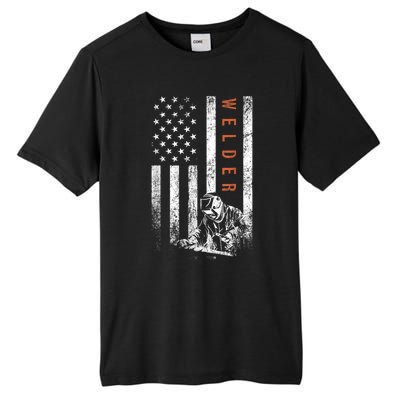 Welder American Flag Design Welding Tall Fusion ChromaSoft Performance T-Shirt