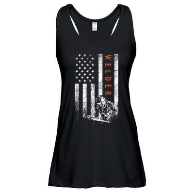 Welder American Flag Design Welding Ladies Essential Flowy Tank