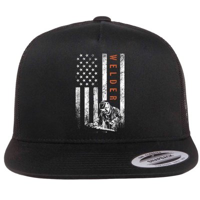 Welder American Flag Design Welding Flat Bill Trucker Hat