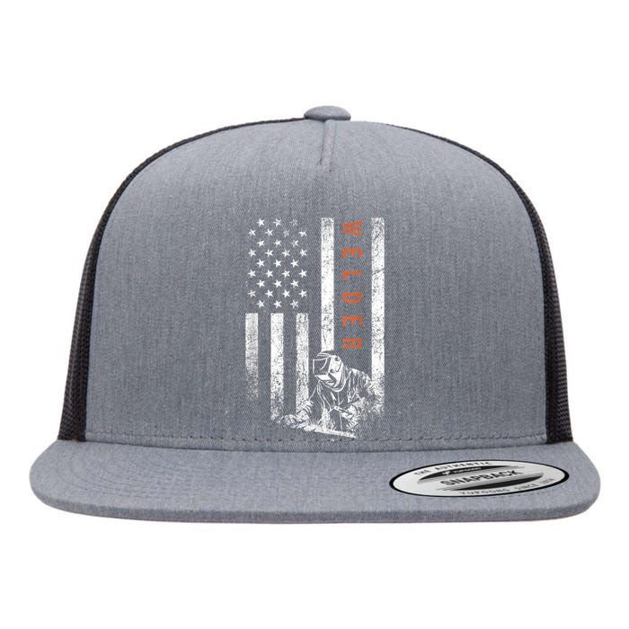 Welder American Flag Design Welding Flat Bill Trucker Hat