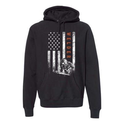 Welder American Flag Design Welding Premium Hoodie