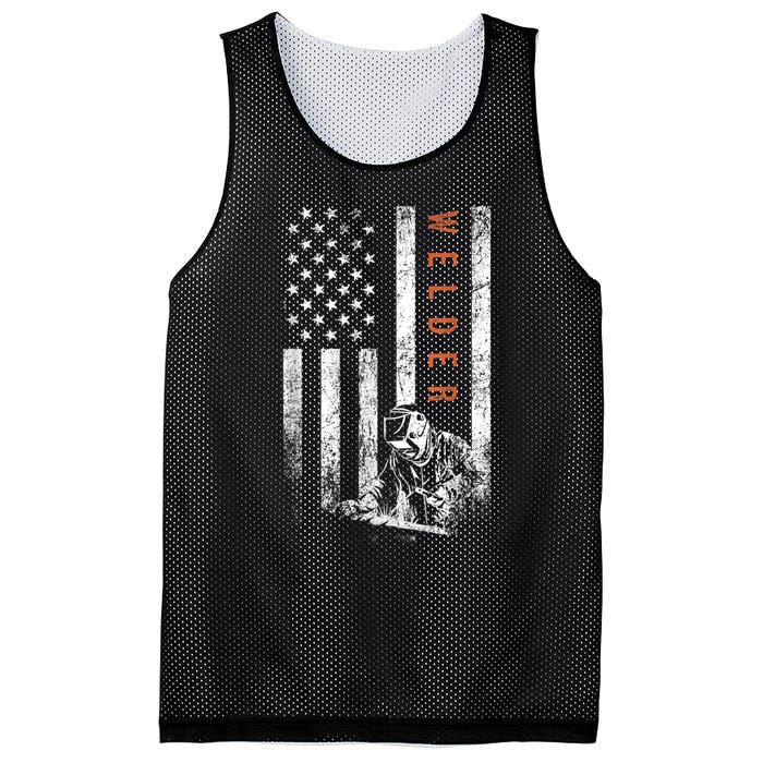 Welder American Flag Design Welding Mesh Reversible Basketball Jersey Tank