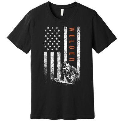 Welder American Flag Design Welding Premium T-Shirt