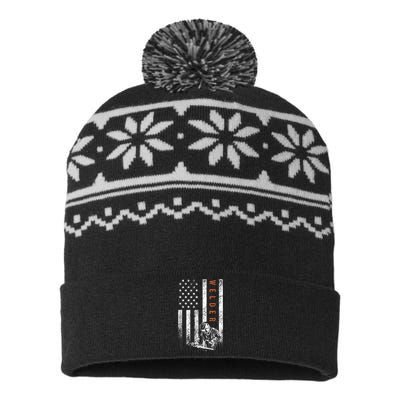 Welder American Flag Design Welding USA-Made Snowflake Beanie