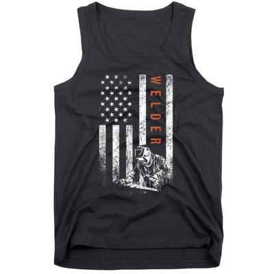 Welder American Flag Design Welding Tank Top