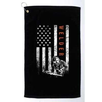 Welder American Flag Design Welding Platinum Collection Golf Towel