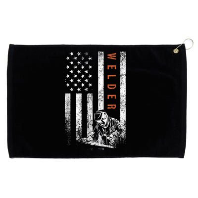 Welder American Flag Design Welding Grommeted Golf Towel