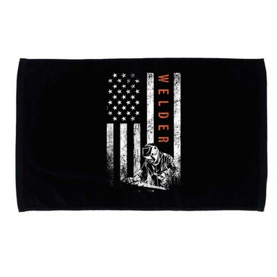 Welder American Flag Design Welding Microfiber Hand Towel