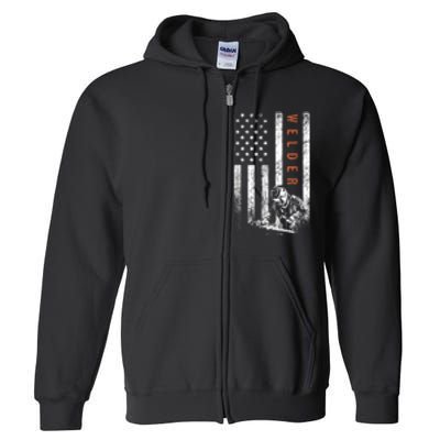 Welder American Flag Design Welding Full Zip Hoodie