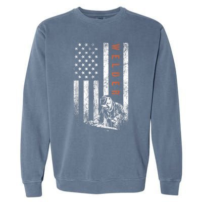 Welder American Flag Design Welding Garment-Dyed Sweatshirt