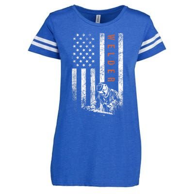 Welder American Flag Design Welding Enza Ladies Jersey Football T-Shirt