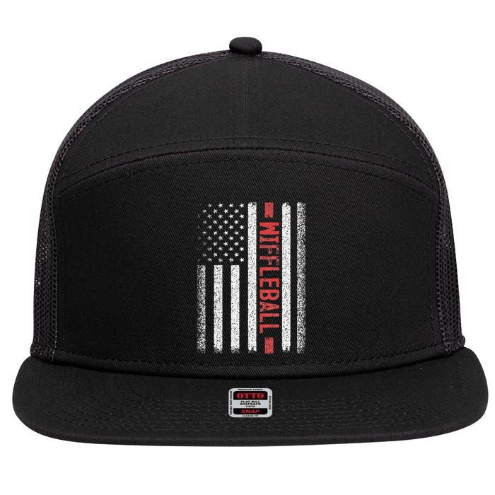 Wiffleball American Flag 4th of July Cool Player Novelty 7 Panel Mesh Trucker Snapback Hat