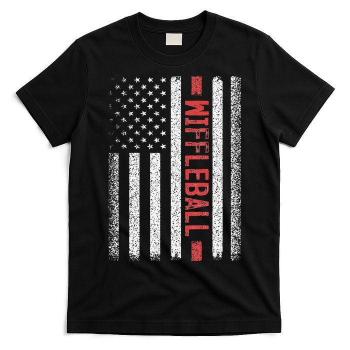 Wiffleball American Flag 4th of July Cool Player Novelty T-Shirt