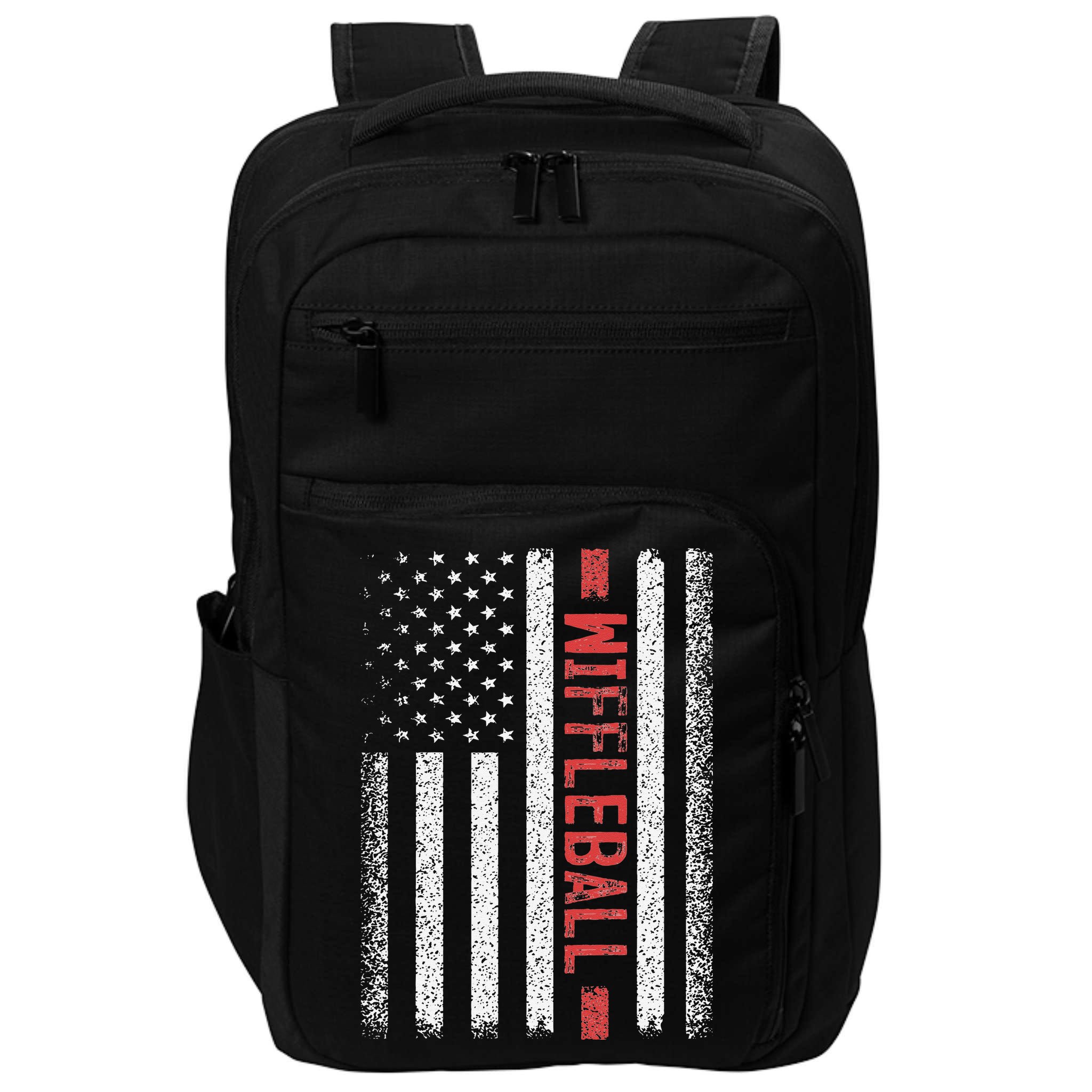 Wiffleball American Flag 4th of July Cool Player Novelty Impact Tech Backpack
