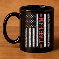 Wiffleball American Flag 4th of July Cool Player Novelty 11oz C Handle Ceramic Mug
