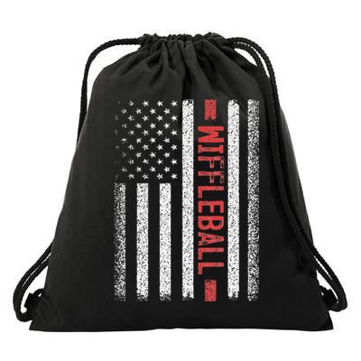 Wiffleball American Flag 4th of July Cool Player Novelty Drawstring Bag