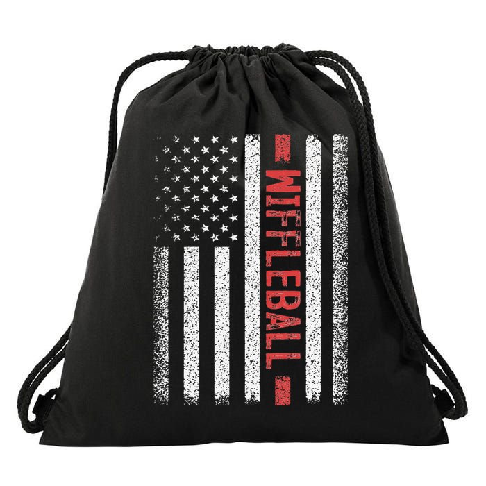 Wiffleball American Flag 4th of July Cool Player Novelty Drawstring Bag