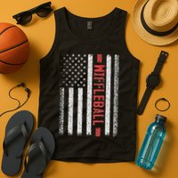 Wiffleball American Flag 4th of July Cool Player Novelty Tank Top