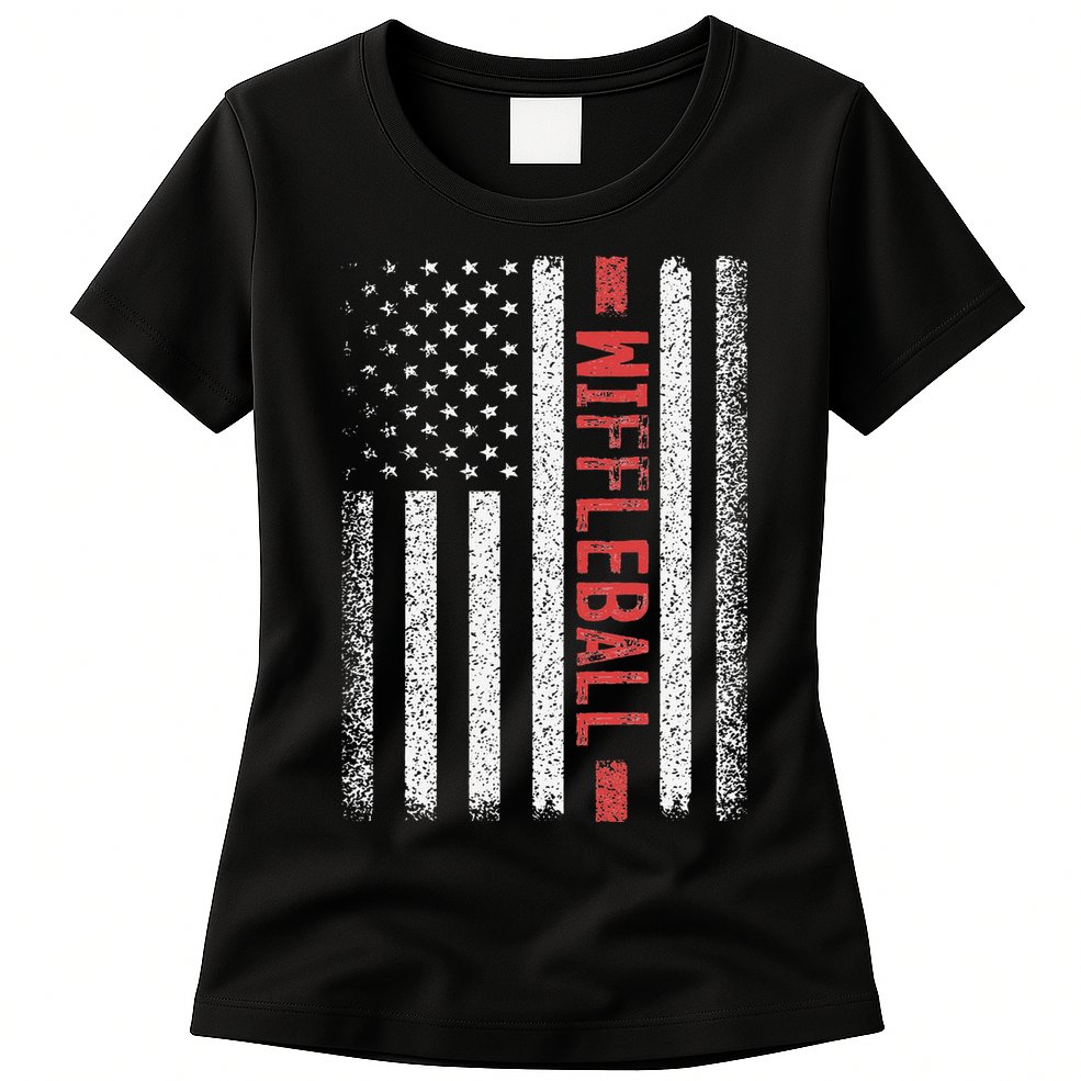 Wiffleball American Flag 4th of July Cool Player Novelty Womens T-Shirt