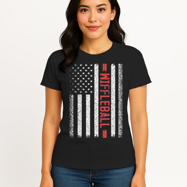 Wiffleball American Flag 4th of July Cool Player Novelty Womens T-Shirt