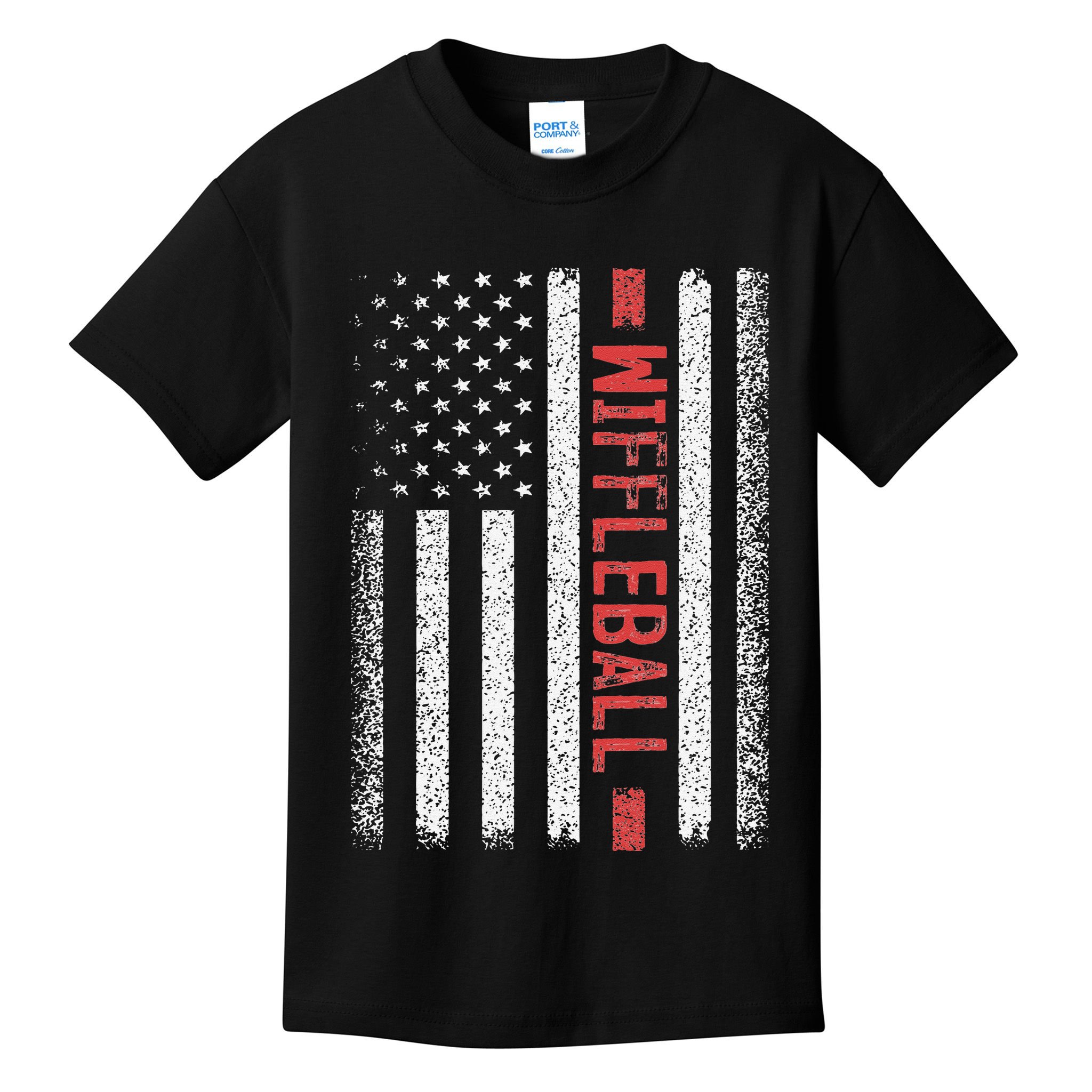 Wiffleball American Flag 4th of July Cool Player Novelty Kids T-Shirt