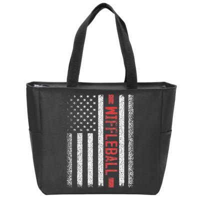 Wiffleball American Flag 4th of July Cool Player Novelty Zip Tote Bag