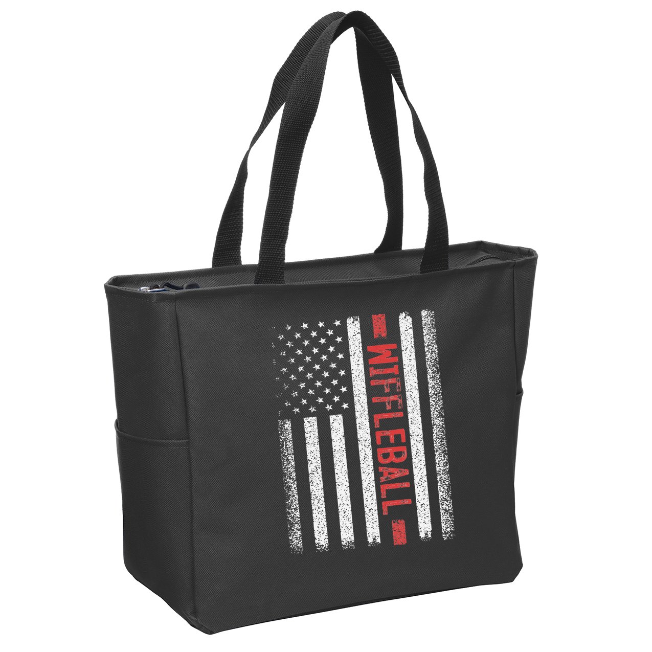Wiffleball American Flag 4th of July Cool Player Novelty Zip Tote Bag