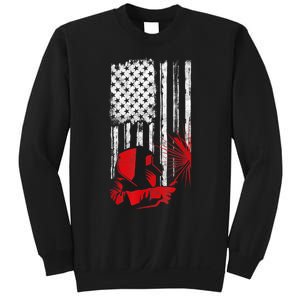 Welder American Flag Welding Gift Usa Distressed Helmet Sweatshirt