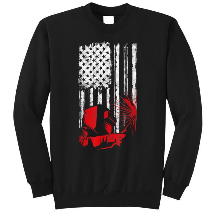 Welder American Flag Welding Gift Usa Distressed Helmet Sweatshirt