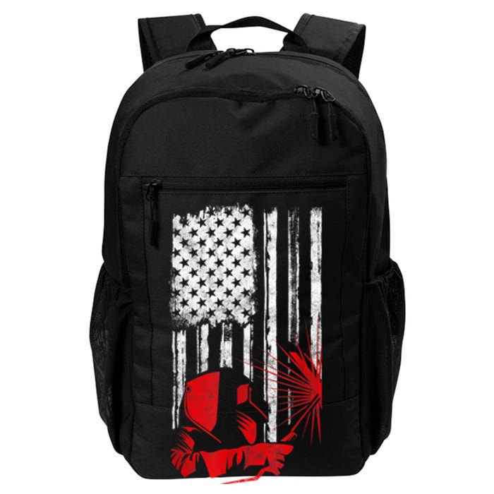 Welder American Flag Welding Gift Usa Distressed Helmet Daily Commute Backpack