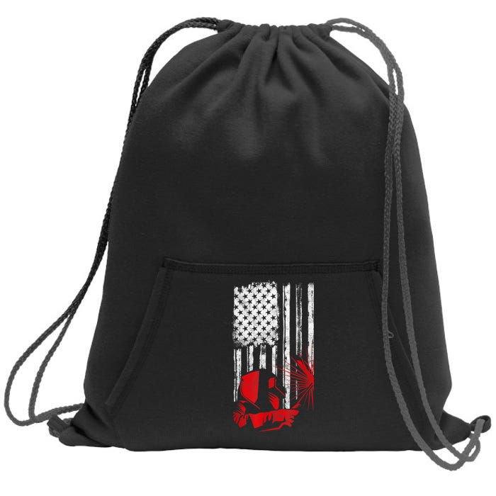 Welder American Flag Welding Gift Usa Distressed Helmet Sweatshirt Cinch Pack Bag