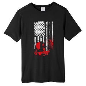 Welder American Flag Welding Gift Usa Distressed Helmet Tall Fusion ChromaSoft Performance T-Shirt