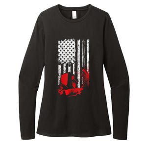 Welder American Flag Welding Gift Usa Distressed Helmet Womens CVC Long Sleeve Shirt