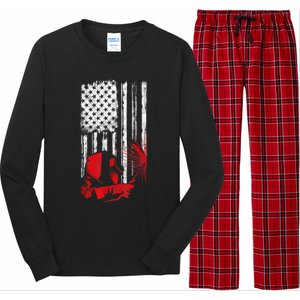 Welder American Flag Welding Gift Usa Distressed Helmet Long Sleeve Pajama Set